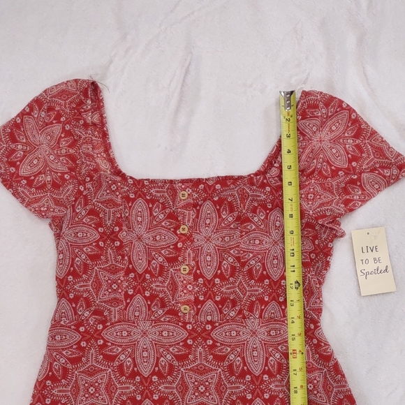 Live To Be Spoiled Patterned Short Sleeve Dress - Picture 12 of 16